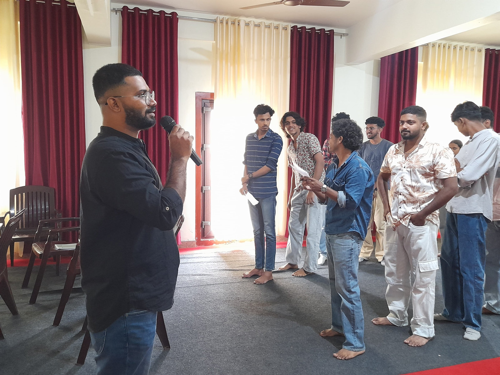 Volunteers take part in an activity during training