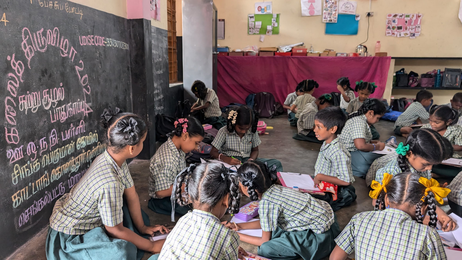Students in a session outside their classroom