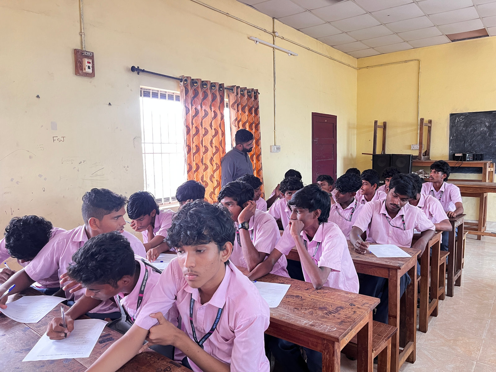 Students in a classroom at GRFTVHSS, Thevara