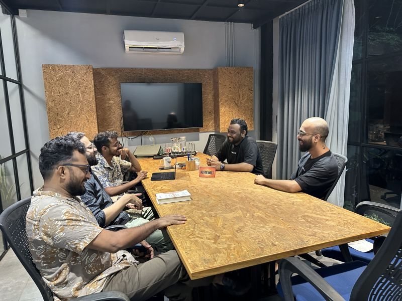 A planning meeting between NPoC and TinkerHub at TinkerSpace